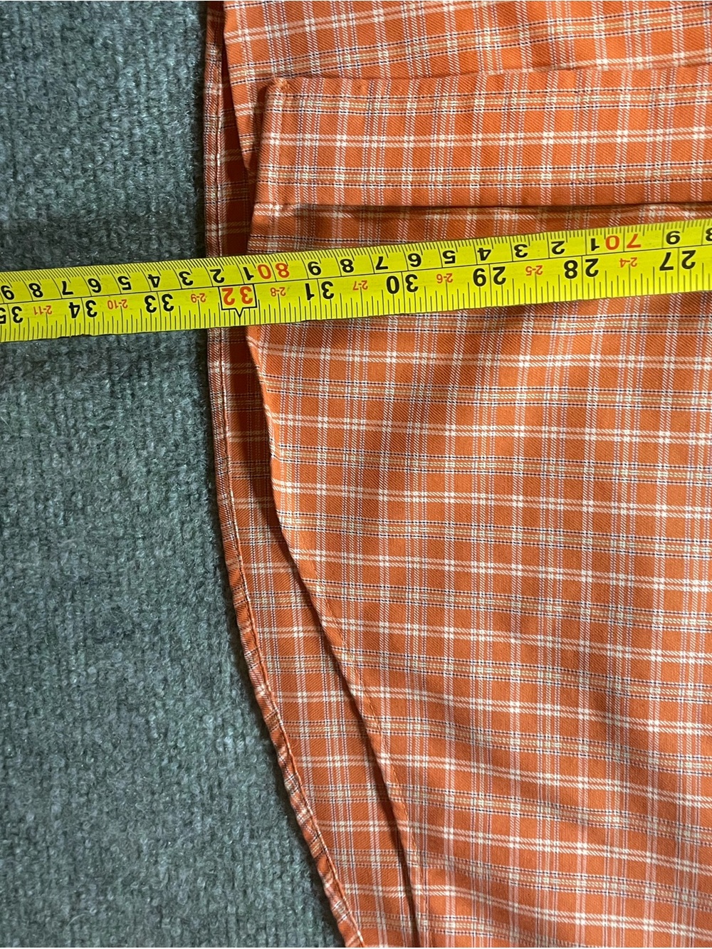 L.L. Bean Men's Orange and White Plaid Button-Down Shirt - Picture 4 of 6